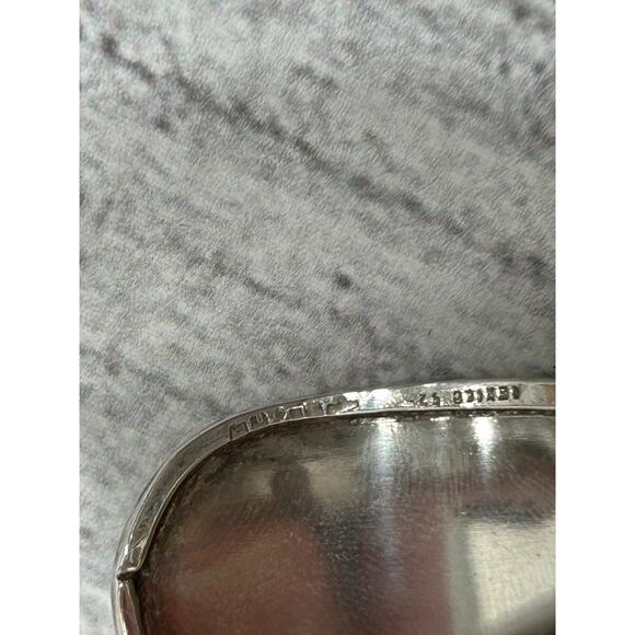 925 Sterling Silver Taxco Wide Cuff Bracelet Turquoise Rectangular Stone Vintage - Picture 6 of 9